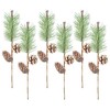 AuldHome Pine Cone Picks (6-Pack); Frosted Evergreen Christmas Decor Floral