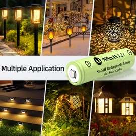 JiajaX Rechargeable AA Batteries, Ni-MH AA 900mAh Rechargeable Batteries, Double A 1.2v Solar Batteries for Garden Landscaping Outdoor Solar Light, String Light, Pathway Lights (4 Pack)