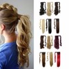 S-noilite Wrap Around Ponytail Clip in Hair Extensions One Piece Magic Paste Pony Tail Long Straight Wavy Curly Soft Silky for Women (17 inches-Curly, Medium brown)