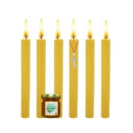 Honey Candles 100% Natural Spanish Beeswax-Aromatherapy Relaxing-6 candles-Duration 7 hours-Decoration-Eco-Friendly-Non-Toxic-Origin Spain-Magic Ritual Good Luck 11/22