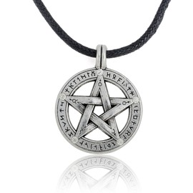 My Shape Supernatural Pentacle Pentagram Pendant Necklace Witch Protection Star Amulet Necklace Leather Rope Chain for Men Women