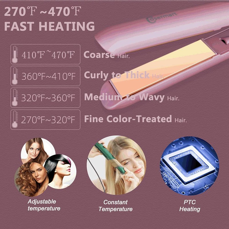 Hair Straightener and Curler,Nano Titanium Ceramic Flat Iron with Argan