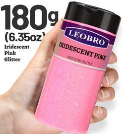LEOBRO Pink Glitter, Glitter, 180g/6.35oz Fine Glitter, Craft Glitter for Resin, Glitter Flowers, Iridescent Glitter for Crafts, DIY Holiday Party Decor, Nail Body Art, Valentine Decorations