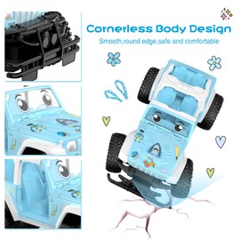 NQD Remote Control Car for Kids 1:16 Scale 80 Min Play with Stickers, 2.4Ghz Off Road RC Trucks Toy Car Gift for Girls 3 4 5 6 Year Old, Blue