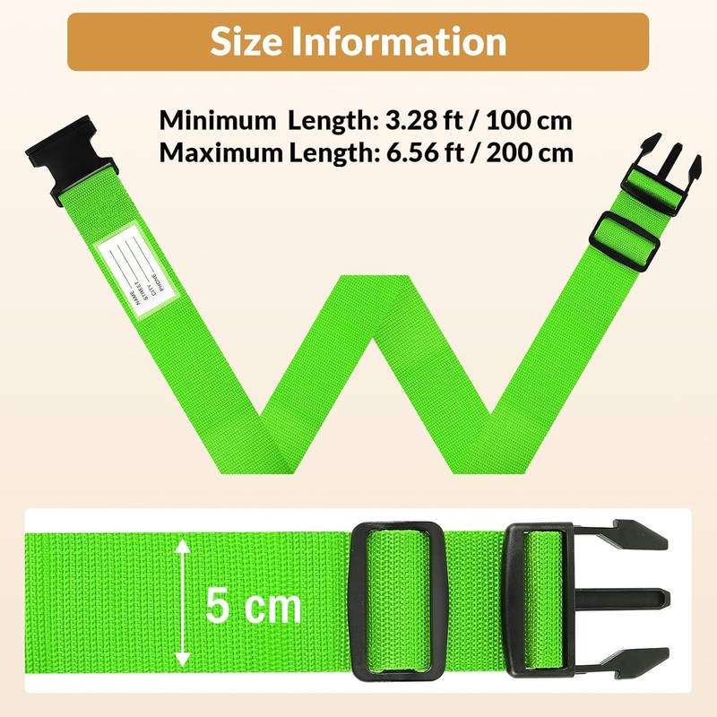 4 Pack Luggage Straps, 2M Adjustable Belts Keep Suitcase Secure