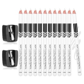 BOHUIZ 12Pcs White Barber Pencil with 2 Sharpener, Magic Hairline Pencils for Lineup Beard Shaping Beard Guide Pen Barber Chalk for Beards Hair Makeup Design for Men