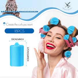 Geyoga 18 Pieces Sponge Hair Rollers Large Soft Foam Hair Styling Curlers Large Size Hairdressing Curlers for Women(Blue,1.4 x 2.6 Inches)