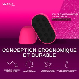 Massage Shampoo Bürste für Kopfhaut, mit weichen Silikonborsten, stimuliert das Haarwachstum und beseitigt Schuppen (Rosenrot)