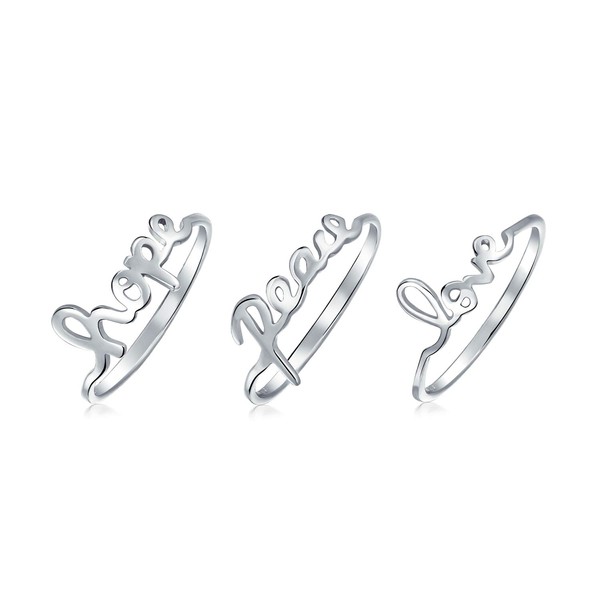 Inspirational Saying Script Words Peace Love Hope 3 Ring Stacked