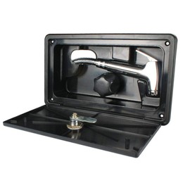 Shower Box Kit, Outdoor RV Exterior Shower Box Kit Exterior Shower Head Cold Hot Switch Faucet Replacement for Marine Boat RV Motorhome Accessories (black)