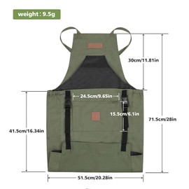 Berry&Bird Harvest Apron, Canvas Gardening Apron with Pockets and Harvesting Pouch Waterproof Harvesting Apron (Green)