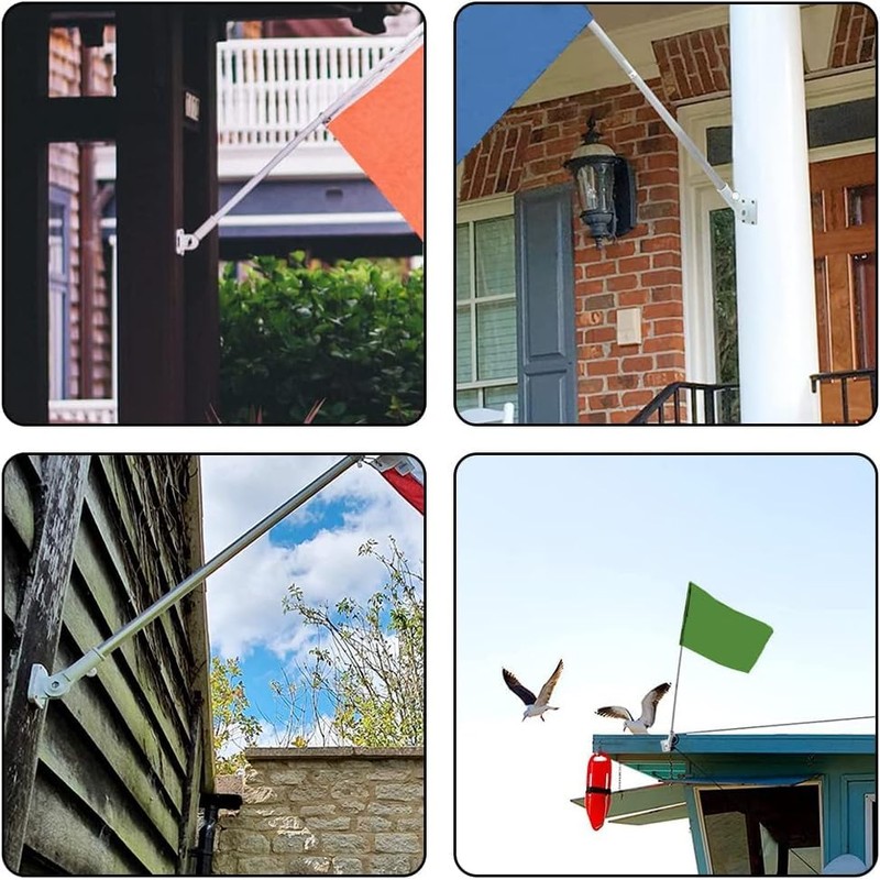 STOUCLA White Flag Pole Holder, Adjustable Wall Mount Flag Pole