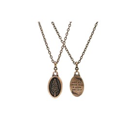 Tolkien Quote "Not All Those Who Wander Are Lost" Pendant Necklace With Redwood Design • Nerdy Fantasy Gift • Jewelry For Hobbit Fans - Necklace length: 20 in / 51 cm