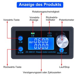 DC 5-30V CNC Stepper Motor Controller, 1/128 Microstep Resolution Stepper Motor Control, Adjustable Forward and Reverse Delay Time, Adjustable Angle Speed, with Display