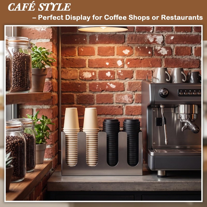 Sawysine Stainless Steel Coffee Cup and Lid Organizer Holder 4