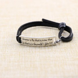 Yiyang Greater is he that is in me, than he that is in the world Scripture Bracelet Gifts for Her Encouragement Bangle