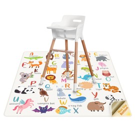High Chair Splash Floor Mat, 51″Waterproof Washable Anti Slip Splash Mat with No Layering Design, Baby Mess Mat for Art/Crafts/Painting/Playtime