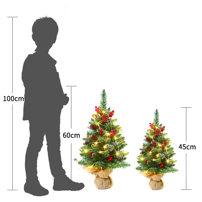 18 Inches Mini Christmas Trees Battery Operated Artificial Prelit Tabletop