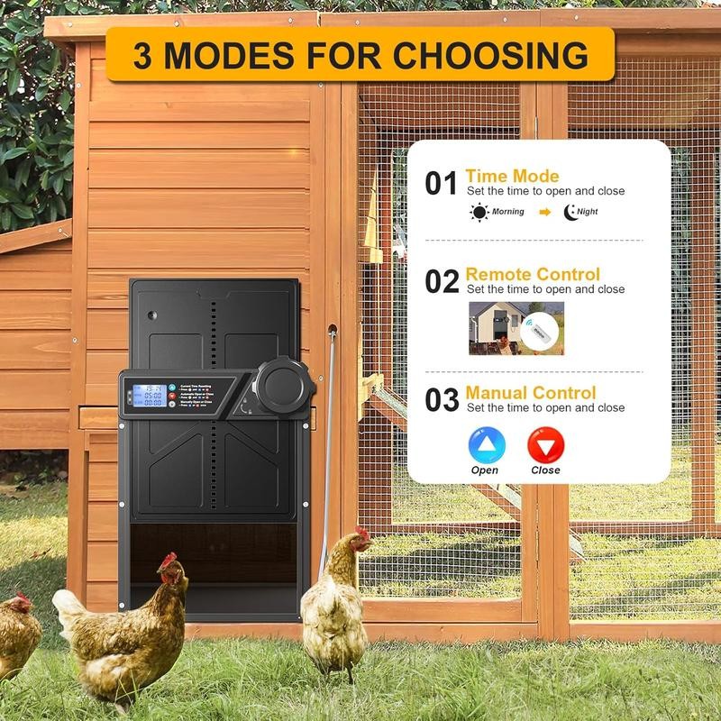 Solar Powered Automatic Chicken Coop Door, LCD Display Chicken Coop