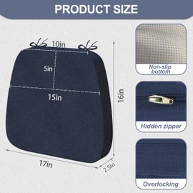 Iristykilin 17'' x 16'' x 2.5"Thick Chair Cushions for Dining Chairs, 6 Pack WaterProof Easy Clean Kitchen Chair Pads with Ties and Non-Slip Backing - 30D High Elastic Foam Soft Kitchen Chair Cushions