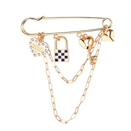 Punk Safety Pin Brooch Chain Collar Coat Shawl Brooch Pin Tassel Chain Brooch Charms Shawl Safety Pins Brooch for Women Clothing Accessories Heart Chain Brooch Pin Shawl Pins Y2k Jean Shoe Sock Pins