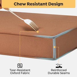 Veehoo Chew Proof Dog Bed for Crate-Durable Dog Bed with Hidden Zipper, Outdoor Waterproof Dog Bed with Removable Washable Cover, Memory Foam Dog Crate Bed for Medium Large Dogs