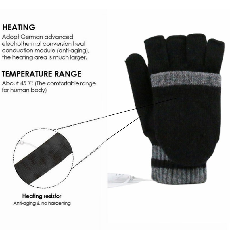 USB Heated Gloves for Men Women Winter Warm Laptop Gloves