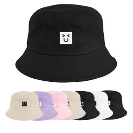 Xnova Fishing Hat Bucket Hat Men Women Colourful Print Hat Beach Sun Hat Fishing Hat Sun Protection Cotton Summer Hat Embroidered Fishing Hats Leisure Hat Unisex Outdoor Hats, Laughing Black, Unit