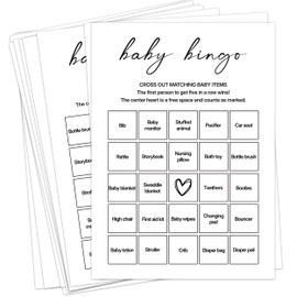 Sahjzk Baby Shower Bingo Cards, 25 Unique Sheets, Gender Neutral Party Game with Perforated Calling Cards, Fun Boy or Girl Shower Activity