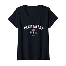 Womens Team Betsy Ross Flag USA Est 1776 Patriot V-Neck T-Shirt
