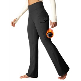 Heathyoga Cargo Sweatpants for Women Waterproof Hiking Pants Women Fleece Lined Pants Bootcut Winter Pants Warm Outdoor Black