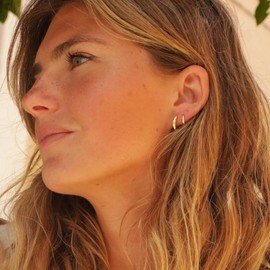 BLISI G23 Titanium Gold Hoop Earrings, 14K Gold Plated 8mm Mens Hoops Sleeper Earrings Small Huggie Earrings for Women Lightweight Hypoallergenic Earrings for Sensitive Ears, Gold 8mm, Titanium, No