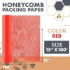 Apq Supply Red Honeycomb Packing Paper, 15x100 Feet Roll, Perforated