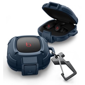 Dexnor Rugged Bumper Case for Beats Fit Pro (2021) Cases with Secure Lock, Shockproof Clear Cover with Carabiner & Keyring for Beats Fit Pro 2021 Blue