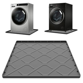 Washing Machine Drain Pan Silicone Mat, 32 x 30 Inch Washer Drip Tray, Non-Slip Waterproof Washer Tray for Floor Protection, Anti-Vibration Mat for Washer or Dryer