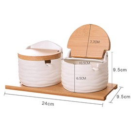 Sugar Bowl with Lids and Spoons,Ceramic Sugar Jar with Spoon and Tray,Porcelain Sugar Container with Labels for Kitchen,Sugar Holder for Sugar,Serving,Tea,Coffee,Spice,Salt