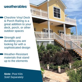 Weatherables Cheshire Porch and Deck Railing Kit – Vinyl Railing Kit for Decks, Porches, Balconies, and More, Versatile Outdoor Railing (White, 42" X 4')