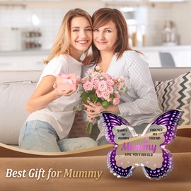 Gleevara Gifts for Mummy on Mothers Day, Butterfly Shape Acrylic Plaque, Mummy Birthday Gifts from Daughter Son on Christmas Valentines