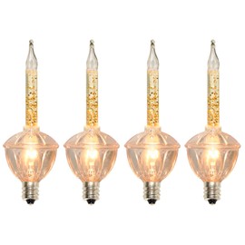 4 Pack Christmas Bubble Replacement Bulbs, Gold Glitter Vintage Christmas Bubble Light Bulbs, C7/E12 Candelabra Base Light Bulbs for Bubble Lights