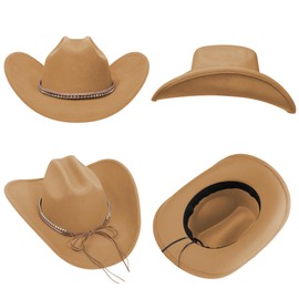 SAJUZEN Cowboy Hats for Women and Men with Wide Brim Felt Western Hats for Cowgirls and Cowboys