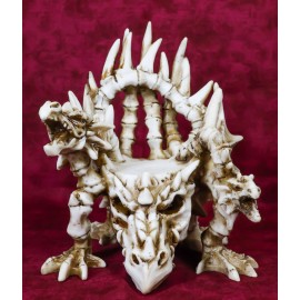 Legendary Arthurian Merlin Dragon Skulls Bones Skeletons Throne Chair Figurine