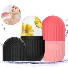 2Piezas Rodillo de Hielo para la Cara, Molde de Hielo para Cara, Molde de Hielo de Silicona Reutilizable Herramientasde Cuidado para Masaje Facial de 
