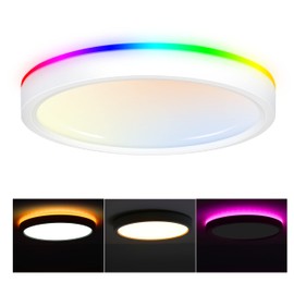 CLOUDY BAY 8 Inch LED Smart Ceiling Light,Flush Mount Ceiling Fixture,15W 2700-6500K CCT,2W RGB,Compatible with Alexa and Google Home Assistant,White Finish