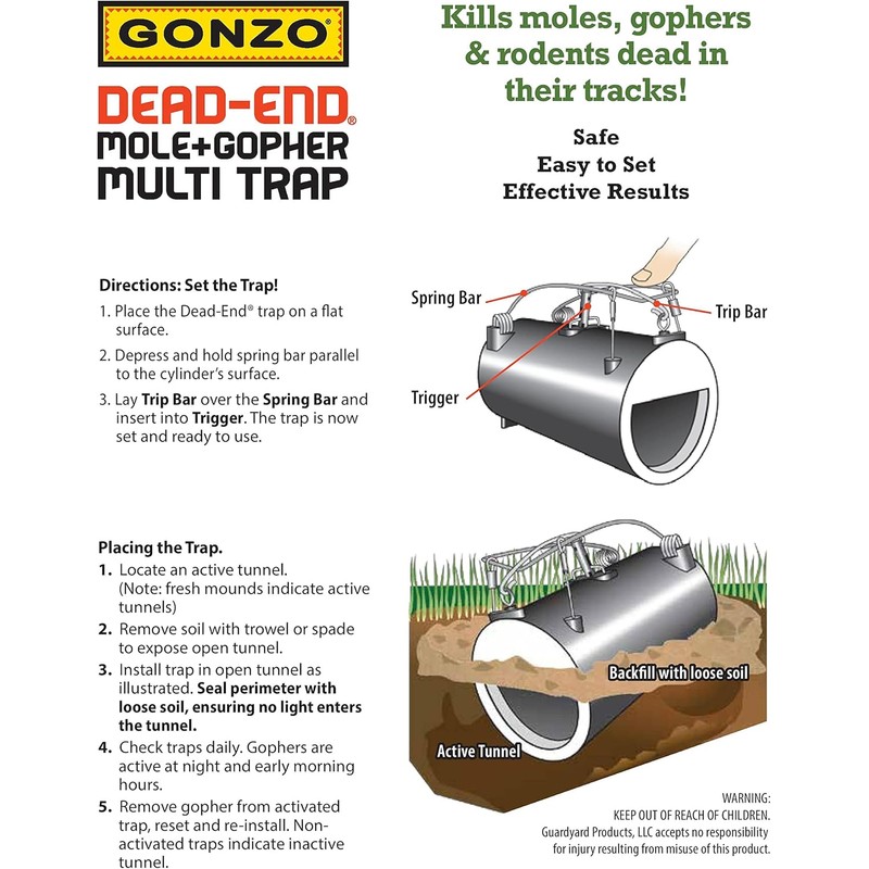 Gonzo 5001 Dead-End Mole & Gopher Trap