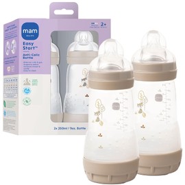 MAM Easy Start - Biberón anticólico de 9 onzas, flujo medio, botella de pezón de silicona similar a la lactancia materna, reduce los cólicos, gas y reflujo, fácil de limpiar, sin BPA, biberones