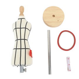 Miniature Dress Form with Stand Wood Base Sewing Mannequin Body Clothing Display Model for Dressmaking and Teaching 1/2 Size