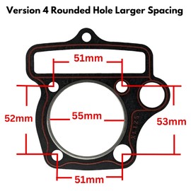 RedCap Cylinder Head Gasket Set Compatible for 4 Stroke Horizontal Engines 125cc Taotao ATV, Dirt Bike, Go Kart, Quad, 4 Wheeler Dune, Buggy with Oblong Hole (55mm) - Reliable Sealing