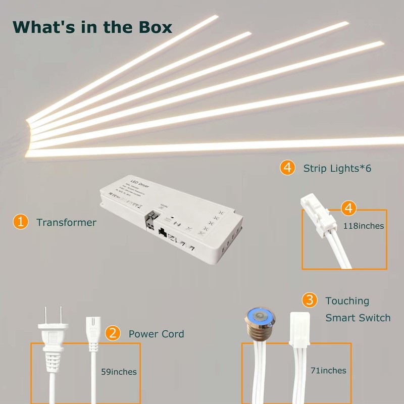 ATA LED Recessed Lighting Kit for Wall Panels - 6pcs