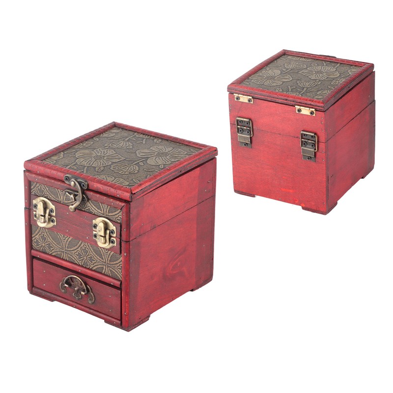 Jewelry Box Antique Wooden Multi‑Layer Drawer Storage Box Organizer with