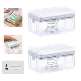 Multifunctional Soap Box,Foam Dispenser with Roller/Drain Holes,Spring Foaming Soap Bar Holder/Container/Dish/Case/Container,Family Countertop Handwashing Gadget for Bathroom/Kitchen/Shower/Bath(2pcs)